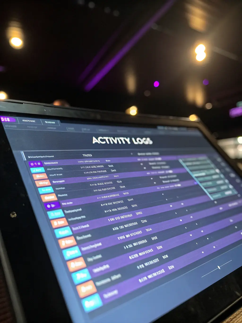 A screenshot of a detailed system log showing various activities and transactions within a fuel station's network, emphasizing the importance of audit trails.