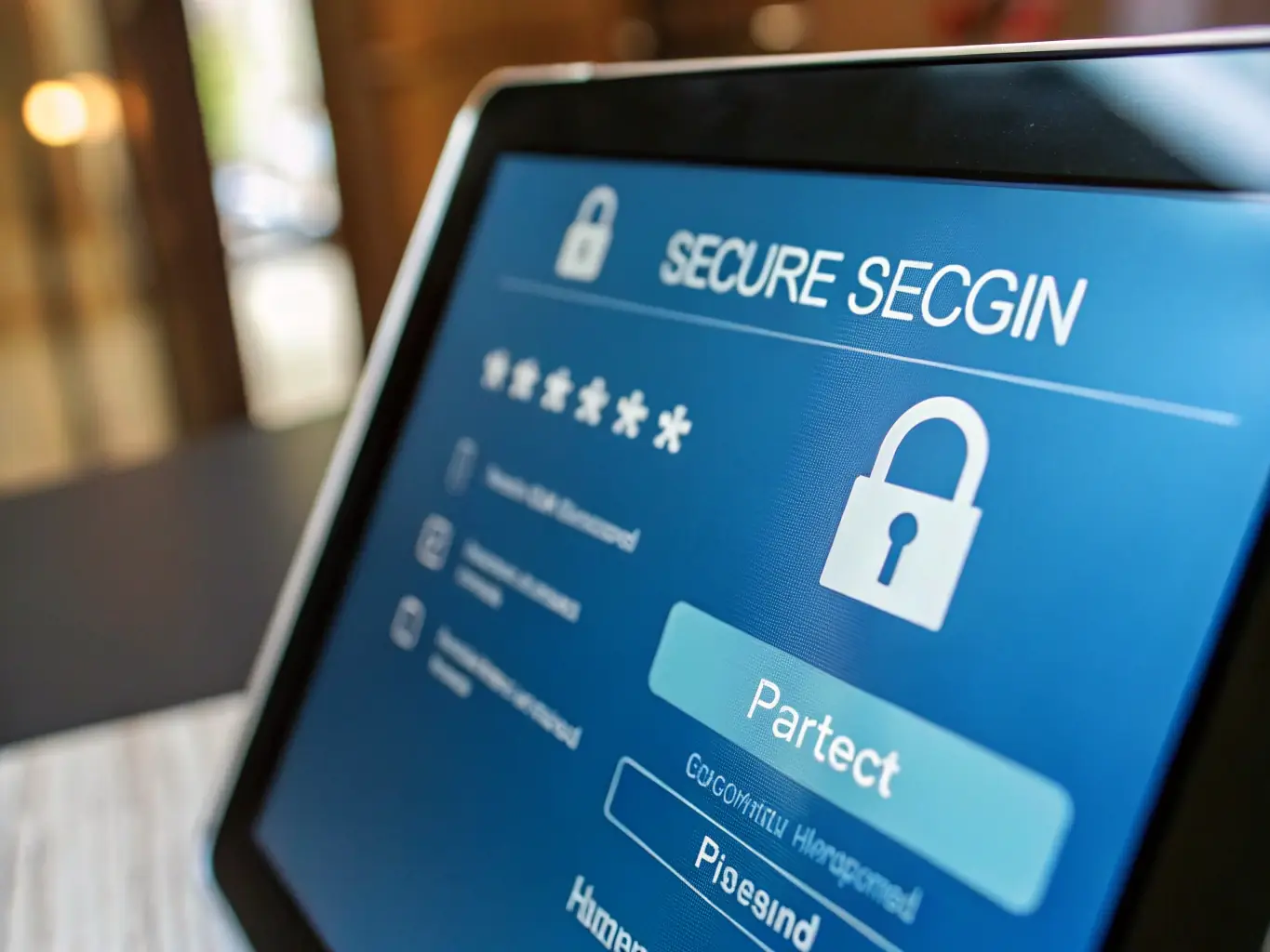 A close-up of a secure login screen on a fuel station's point-of-sale system, emphasizing the importance of user authentication and access control.