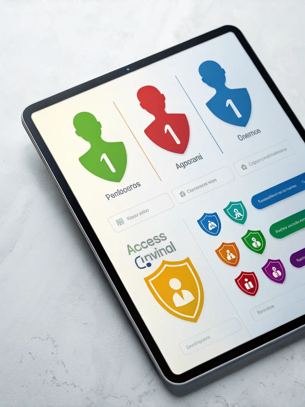 A visual representation of different user profiles with varying levels of system permissions, illustrating the concept of privilege management.