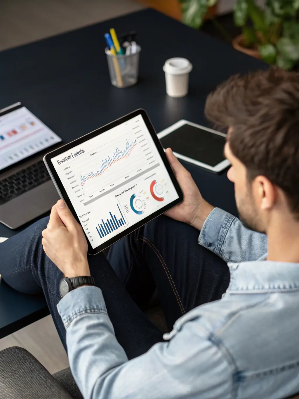 An auditor reviewing digital logs on a tablet at a gas station, highlighting the ease of audit preparation with Getback's solutions.